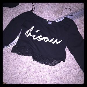 long sleeve lace crop top